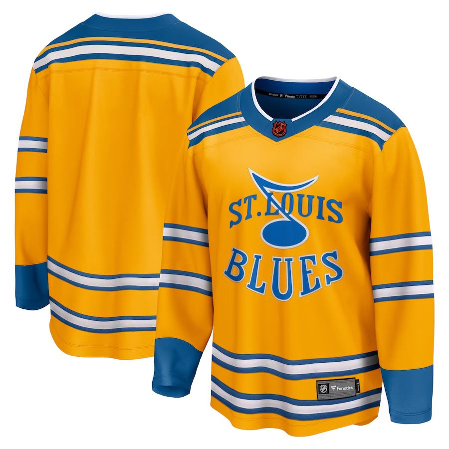 Men St. Louis Blues Fanatics Branded Yellow Special Edition Breakaway Blank NHL Jersey